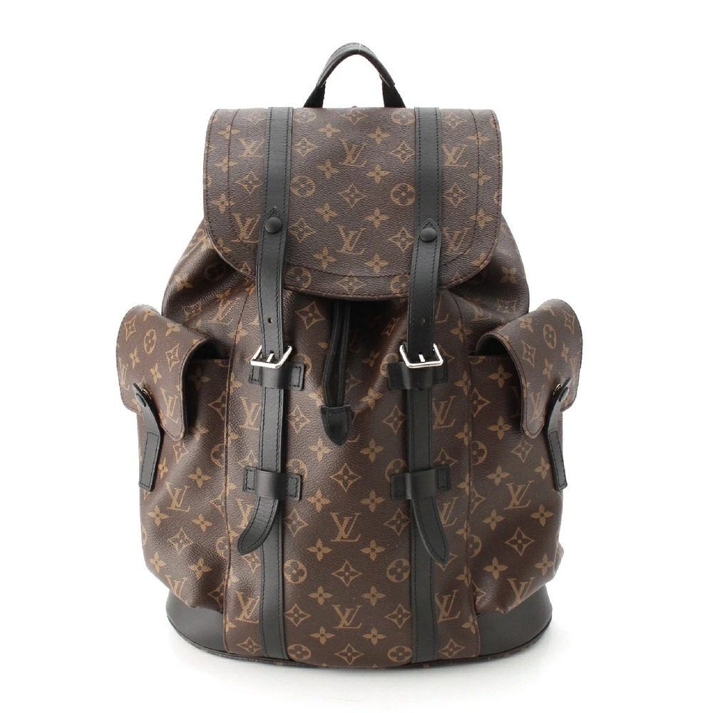Louis Vuitton Monogram Macassar Brown Christopher Backpack Daypack Brown Black